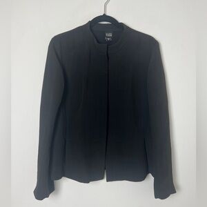 Eileen Fisher Black Textured Silk Blend Peplum Hem Lagenlook Minimalist Jacket L